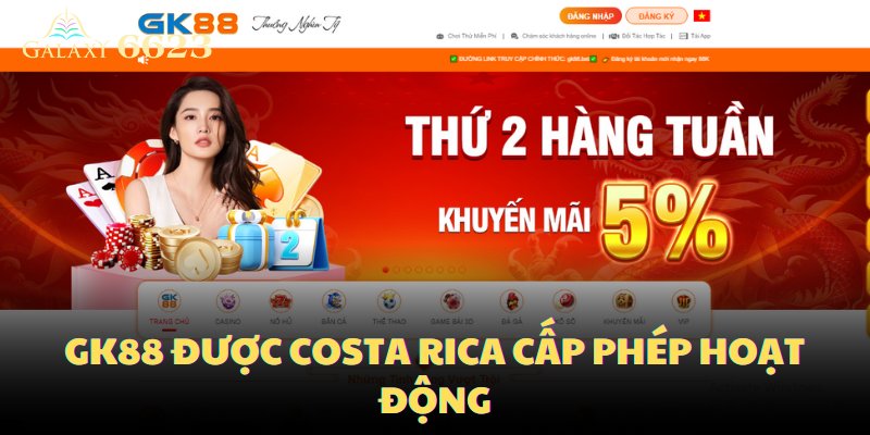 Gk88 được Costa Rica cấp phép hoạt động